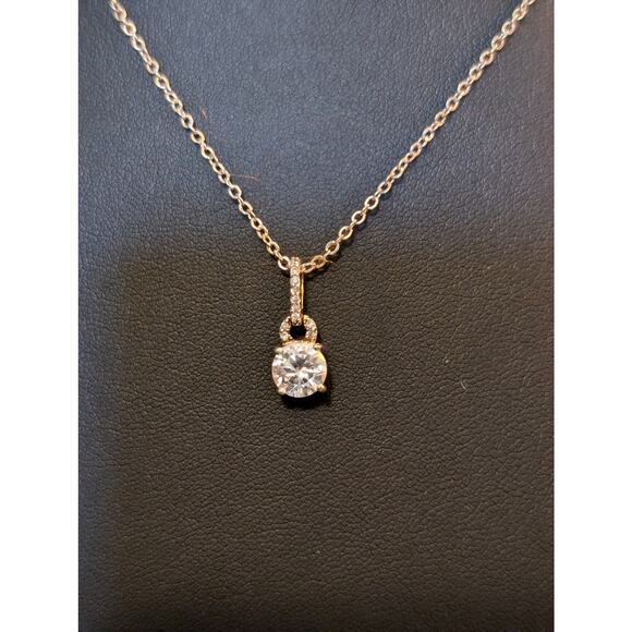 Vintage Silver Tone CZ Solitaire 18" Necklace - Picture 6 of 7